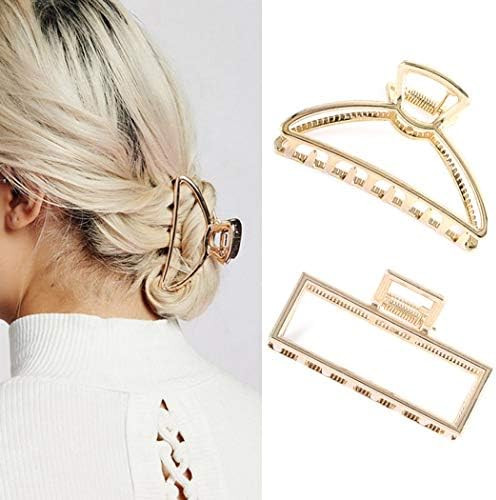 Briskaari Hair Claw Clamps Gold Claw Clips Medium Non Slip Geometric Clips Hair Accessories for Wome | Amazon (US)