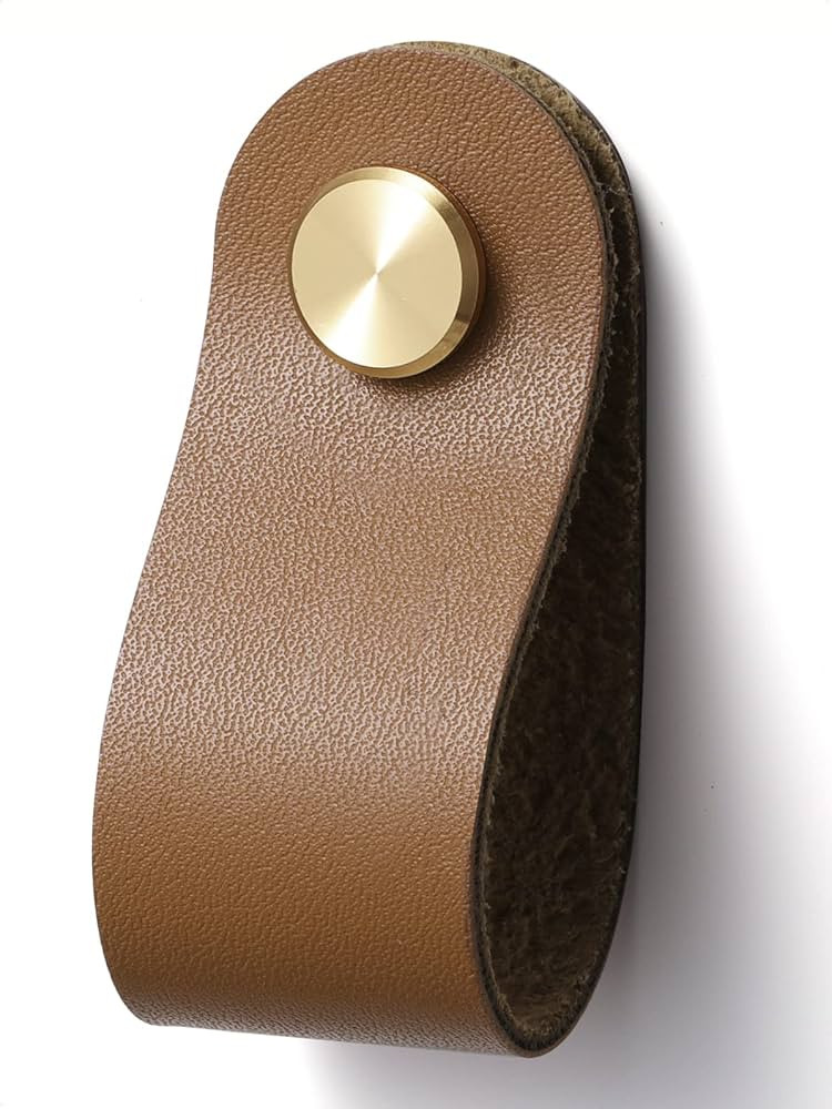 Brown Leather Drawer Pulls 6 Pack Leather Handles Cabinet knobs for Kitchen Cabinet Drawers Bathr... | Amazon (US)