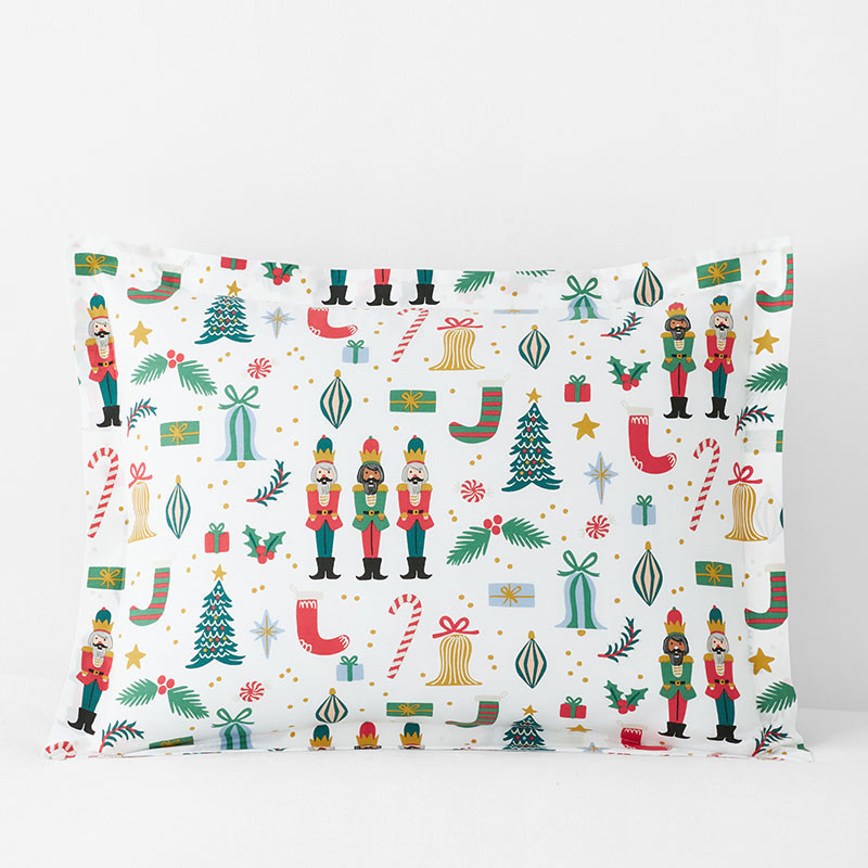 Nutcracker Classic Cool Cotton Percale Sham - Ivory Multi, Standard | The Company Store