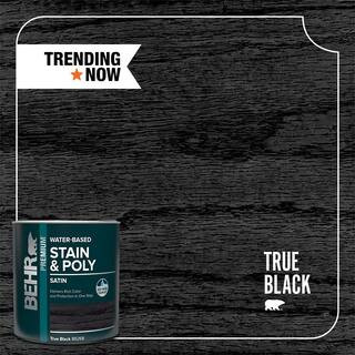 BEHR 1 qt. TIS-083 True Black Satin Semi-Transparent Water-Based Interior Wood Stain and Poly in ... | The Home Depot