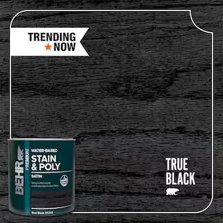 BEHR 1 qt. TIS-083 True Black Satin Semi-Transparent Water-Based Interior Wood Stain and Poly in ... | The Home Depot