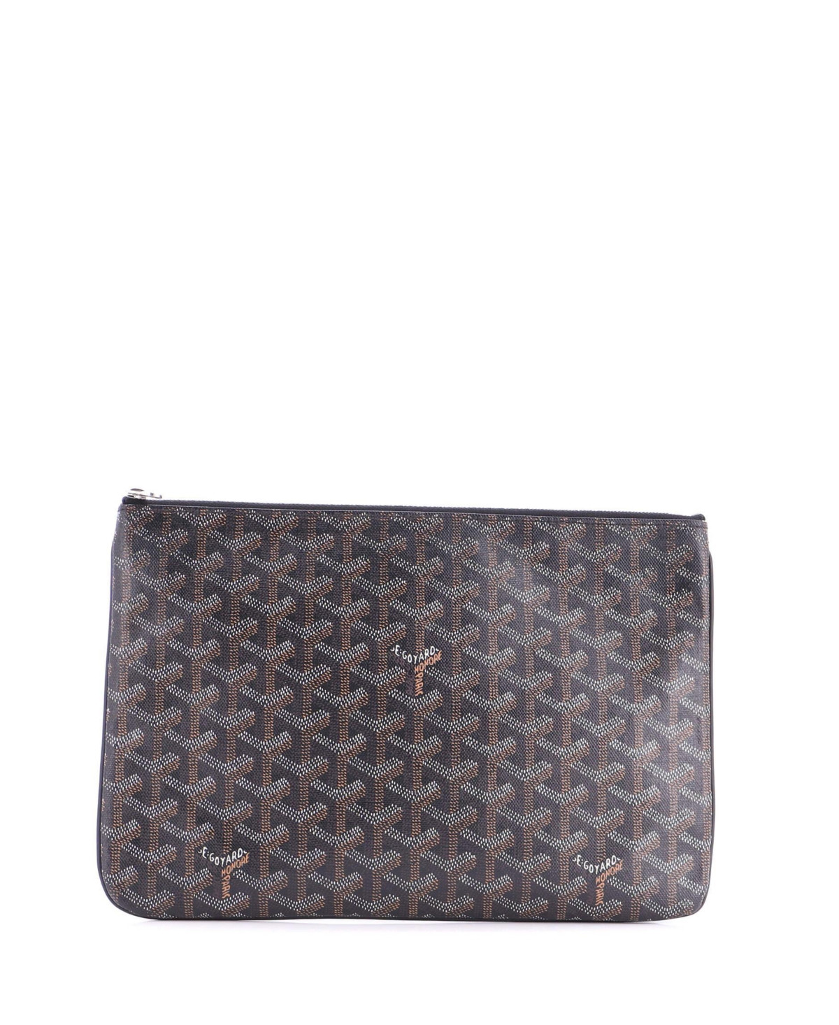 Pre-Owned Goyard Mm Senat Zip Pouch Coated Canvas - Black | Macy's
