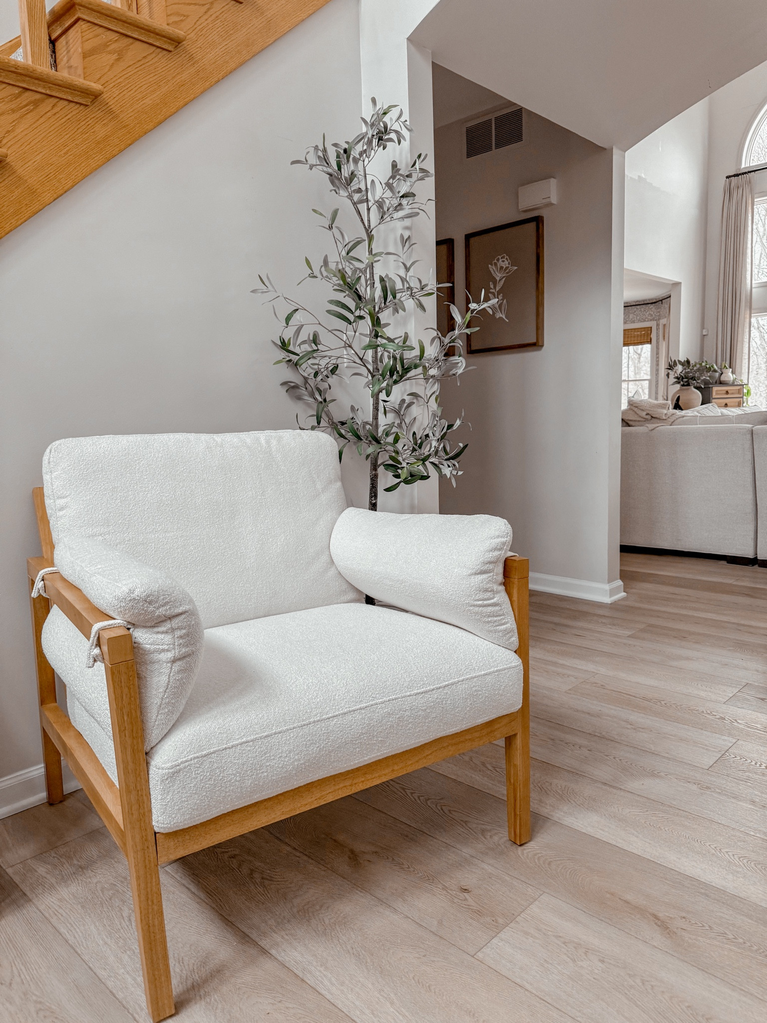 Obsessed with this new chair from @walmart! Love the oak legs and the removeable arm cushions #walmartpartner #walmarthome 

#LTKSeasonal #LTKhome