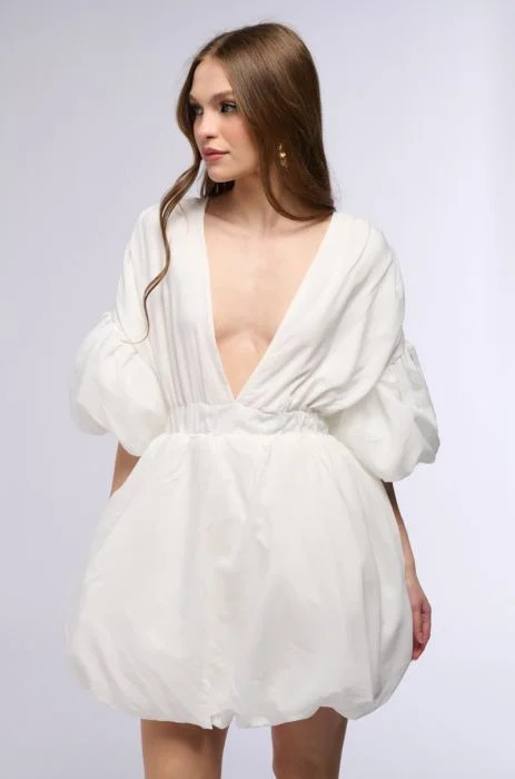 JUNE PILLOW MINI DRESS in white | AKIRA