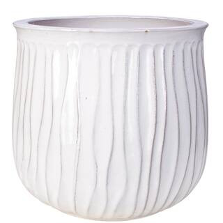 14.5 in. x 13 in. Riverside Decorative Ceramic Planter - Creamy White | The Home Depot