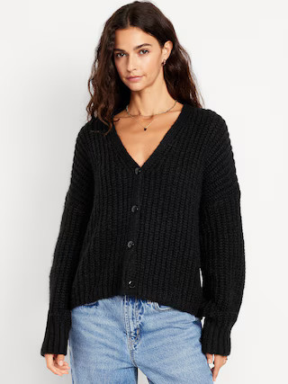 Wool-Blend Shaker-Stitch Cardigan Sweater | Old Navy (US)