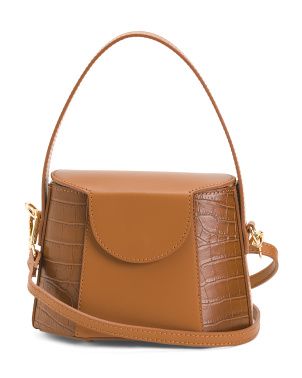 Made In Italy Leather Croc Embossed Satchel | TJ Maxx