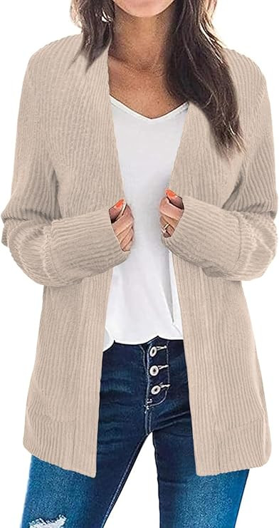 Women's Open Front Long Sleeve Cardigan Sweaters Business Casual Lightweight Outerwear Coats Fall... | Amazon (US)
