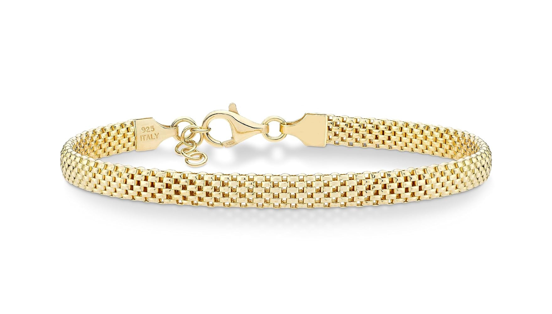 Miabella 18K Gold Over Sterling Silver Italian 5mm Mesh Link Chain Bracelet for Women, 925 Made i... | Amazon (US)