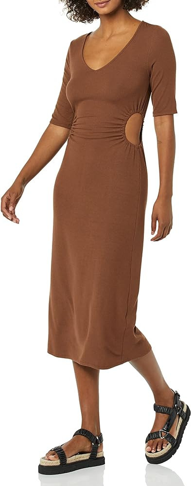 Amazon Essentials Women's Fine Rib Side Cut-Out Dress (Previously Daily Ritual) | Amazon (US)