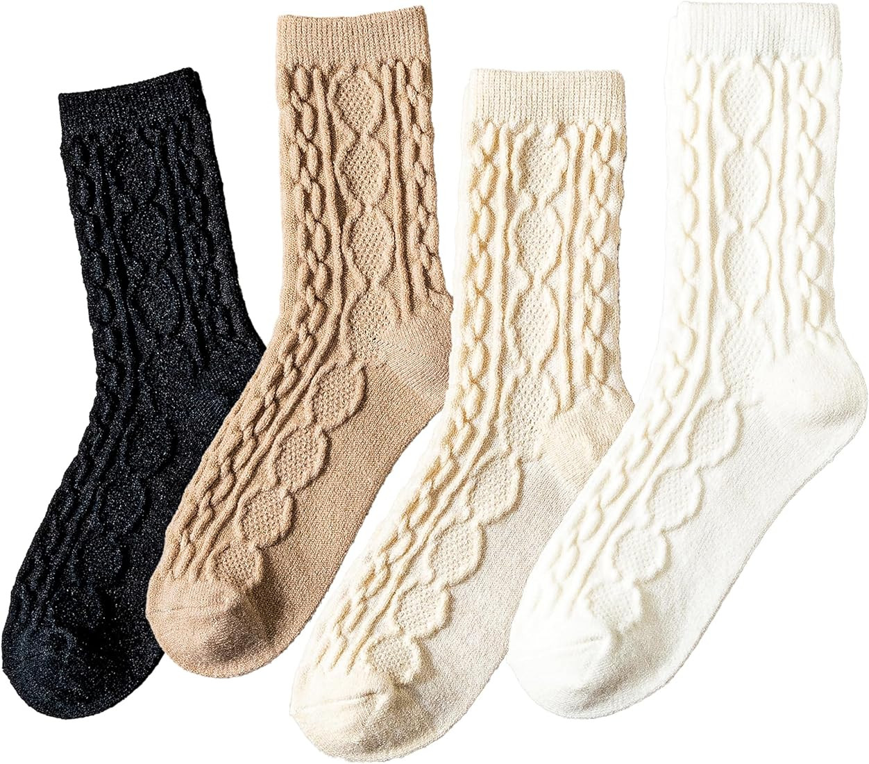 wool cozy socks,cream socks and beige socks,Aesthetic socks for women， wool socks women | Amazon (US)