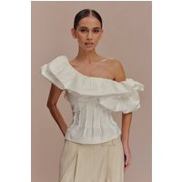 Debbie One Shoulder Bubble Top - White I MESHKI I Size XXL | MESHKI US