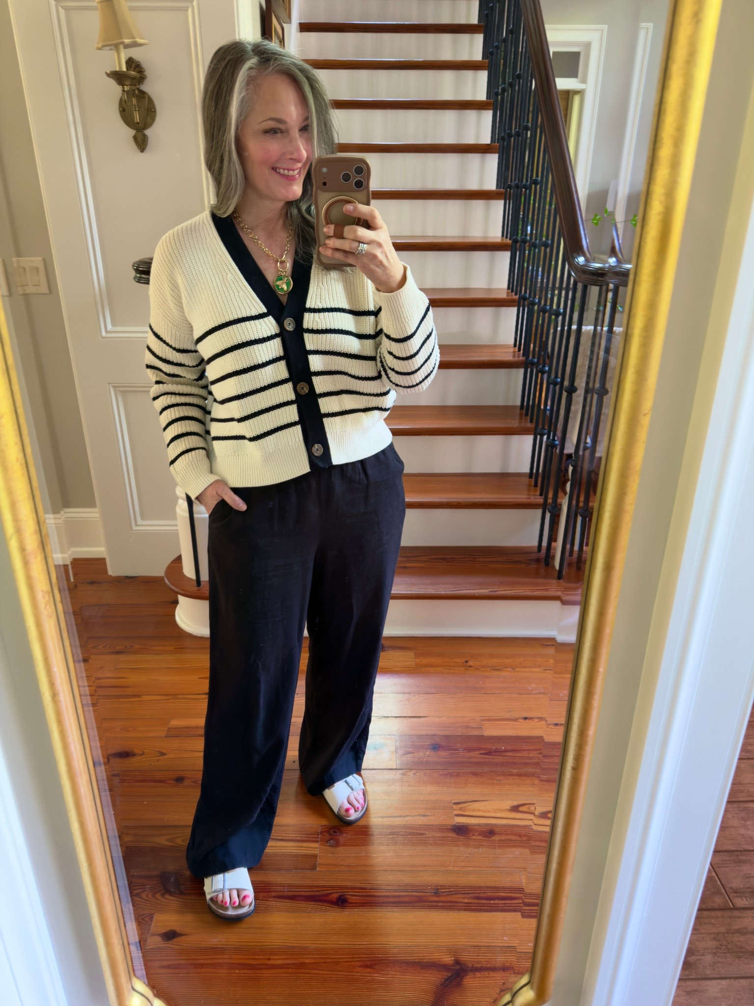 Cotton v neck cardigan from Quince is a year round staple. It’s the perfect look for chilly summer nights and cool air conditioning. Pairs well with linen pants.

#LTKootd #LTKOver40 #LTKSeasonal