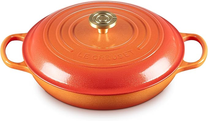Le Creuset Enameled Cast Iron Signature Braiser 3.5 qt., Flamme Doree with Crucible Knob | Amazon (US)