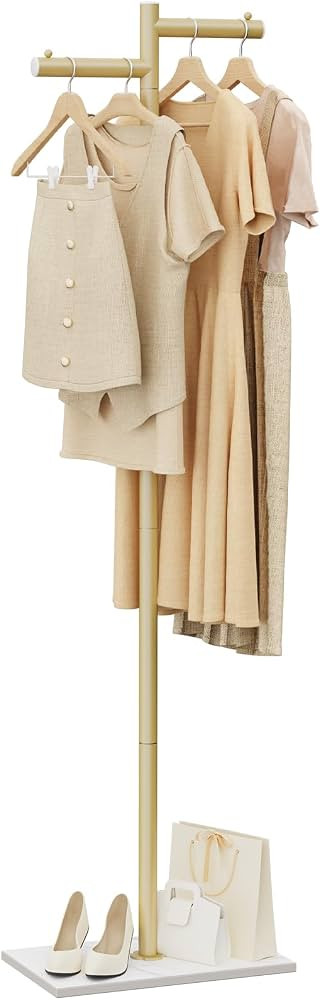 Free-standing Metal Coat Racks, Modern Garment Rack, Z-shaped Coat Tree with Natural Rock Base, f... | Amazon (US)