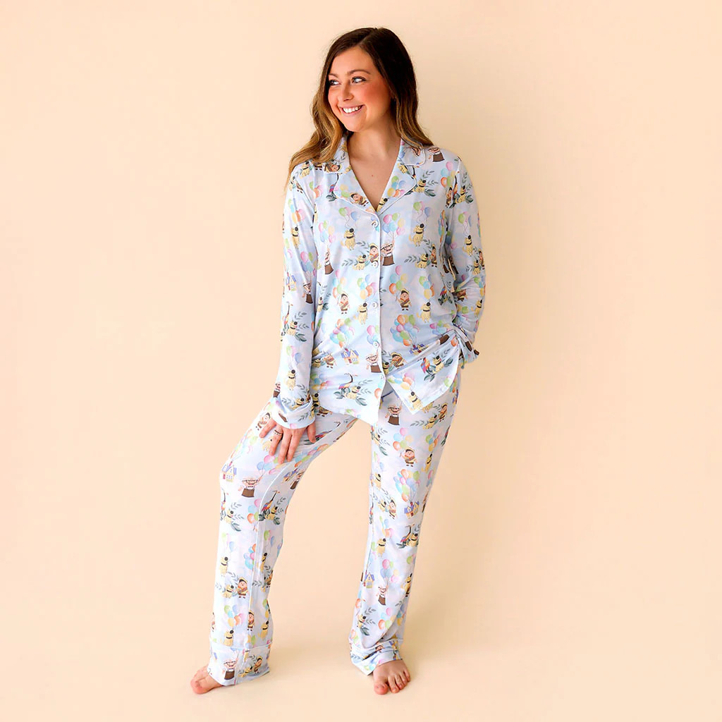 Pixar Blue Long Sleeve Disney Pixar’s Up Women's Luxe Pajama Pant Set | Posh Peanut® | Posh Peanut