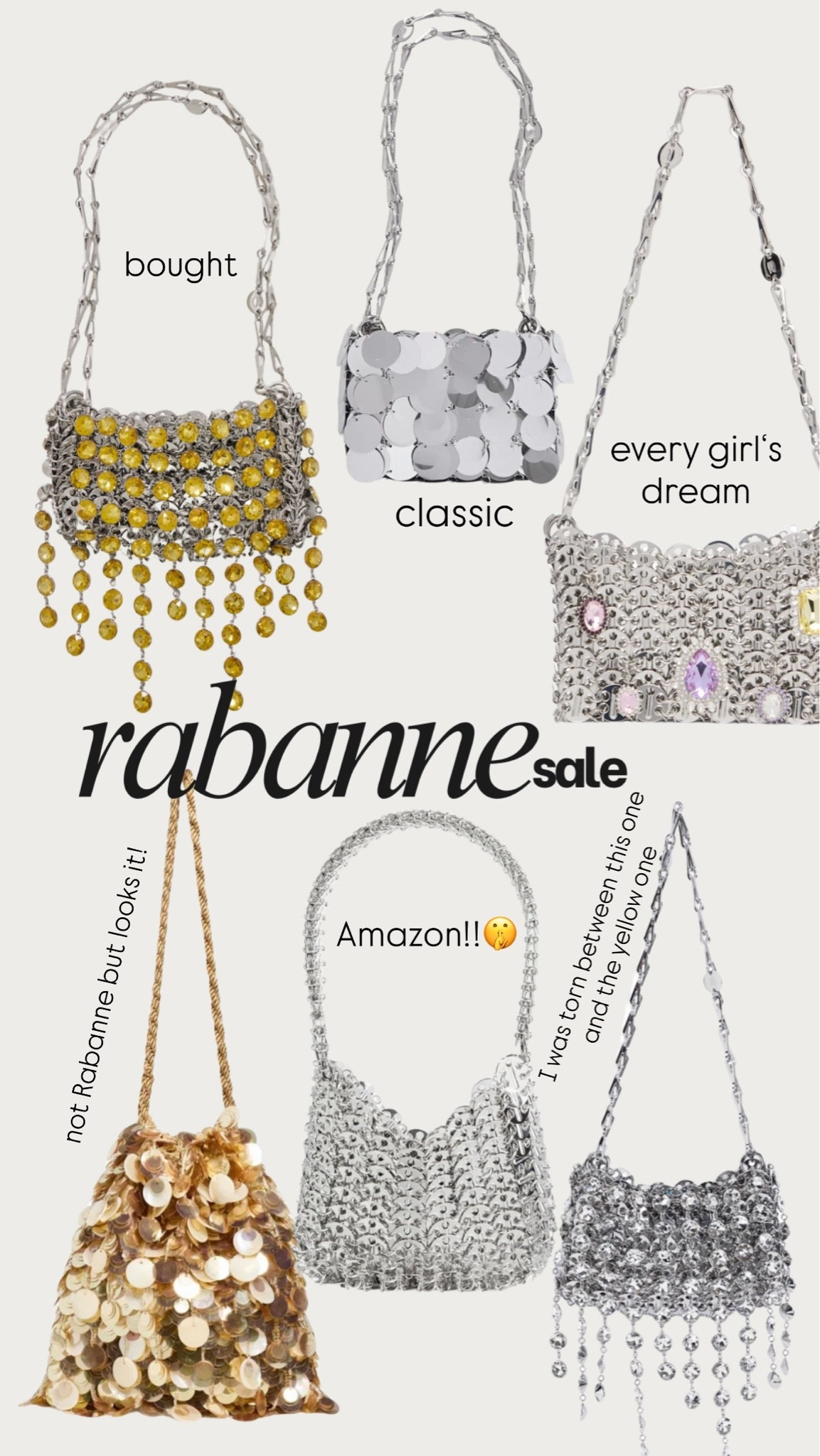 Rabanne sale! And bags that look like Rabanne, but are not ￼🤫🤫🤫🤫

#LTKTravel #LTKSwim #LTKselfcare