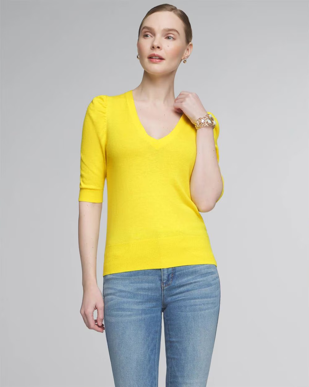 Cashmere Blend Puff Sleeve Sweater | White House Black Market