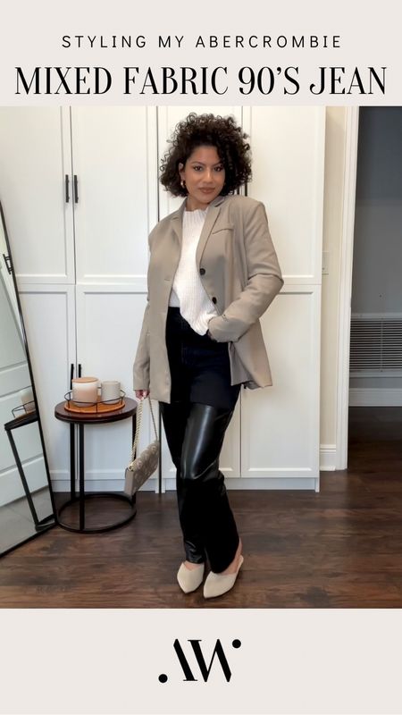 Outfit styling my Abercrombie curve love Mixed Fabric Ultra High Rise 90s Straight Jean!

Suit coat, trendy women’s fashion, leather pants, blazer, petite fashion 

#LTKFind #LTKstyletip #LTKSale