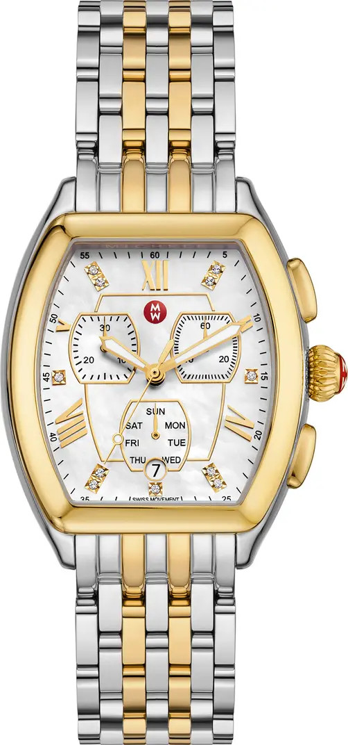 MICHELE Releve Diamond Two-Tone Bracelet Watch, 45mm - 0.04ct. | Nordstromrack | Nordstrom Rack
