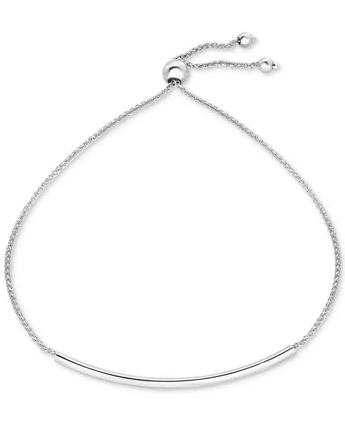 Polished Bar Bolo Bracelet in 10k White Gold | Macy's