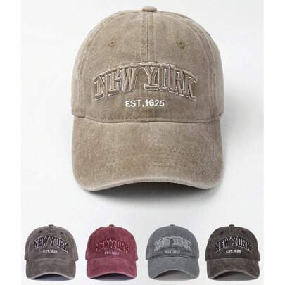 1/2pcs Unisex Embroidered "NEWYORK" Washed Baseball Cap, Adjustable Casual Outdoor Hat | SHEIN