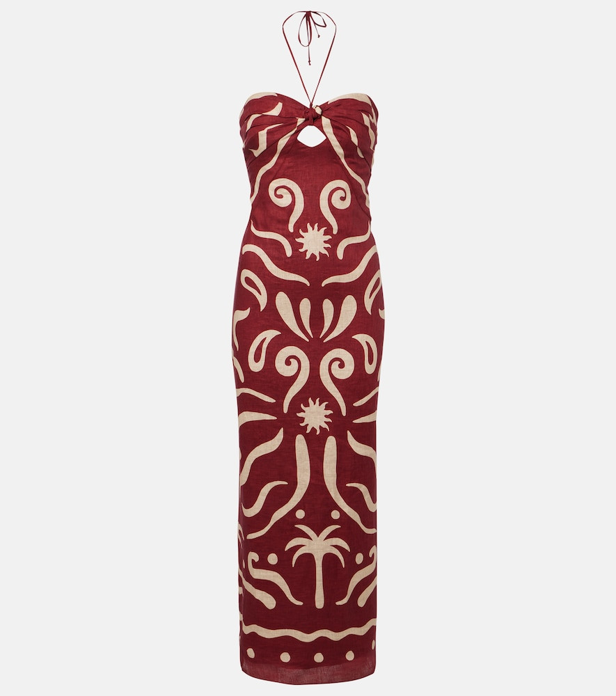 Cala de la Cruz Leda printed halterneck linen maxi dress | Mytheresa (US/CA)