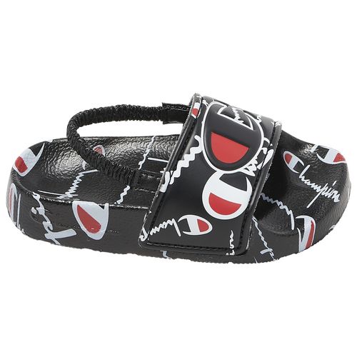 Champion IPO Warped Slides - Boys' Toddler Slides - Black / Red / White, Size 9.0 | Eastbay
