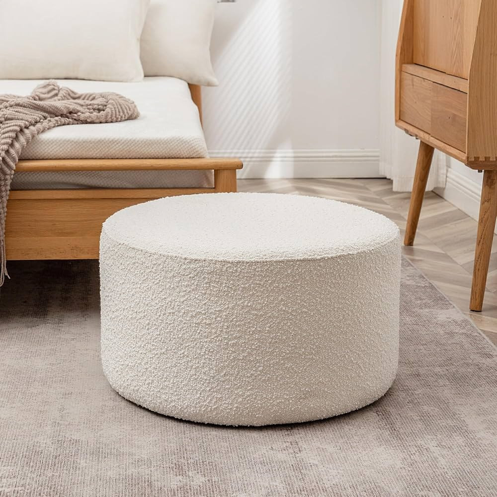 Modern Round Boucle Upholstered Ottoman with Soft Padded Seat, Multi-Functional Sofa Footrest, Si... | Amazon (US)