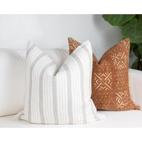 Clara - Taupe Linen Striped Pillow Cover With Concealed Zipper Closure | Etsy (US)