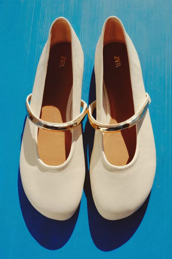 METAL STRAP BALLET FLATS | Zara US