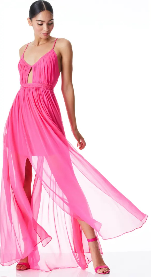 Alice + Olivia Tamar Cutout Silk Chiffon Maxi Dress | Nordstrom | Nordstrom
