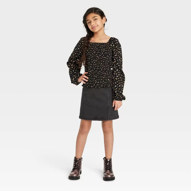 Girls' Smocked Bodice Long Sleeve Top - art class™ | Target