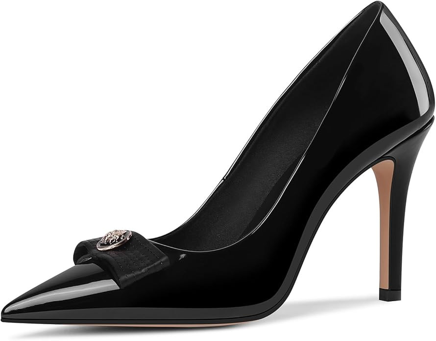 LOCERICH Women's High Heels Pumps Closed Toe Bow Heels Pointed Toe Stiletto Dress Shoes for Women... | Amazon (US)