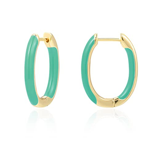 Huggie Hoop Earrings for Women, 18K Gold Plated Colorful Enamel Huggie Earrings Small Hypoallerge... | Amazon (US)