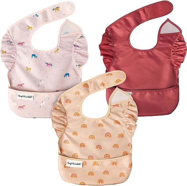 Tiny Twinkle Mess-Proof Easy Bib 3 Pack - Baby & Toddler Waterproof Bib with Adjustable Closure, ... | Amazon (US)