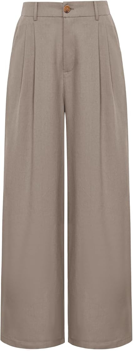 GRACE KARIN Wide Leg Pants for Women Cotton Linen Business Casual Long Trousers Palazzo Pants wit... | Amazon (US)