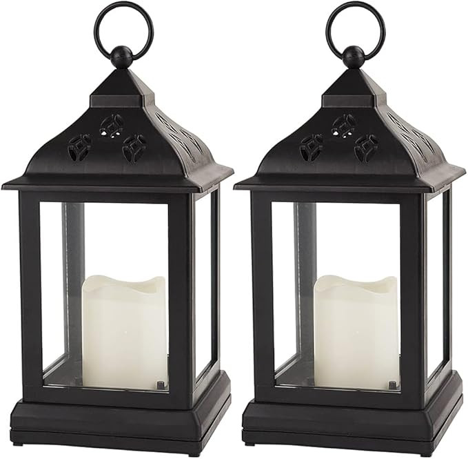Bright Zeal 2-Pack 9.5" Vintage Decorative Candle Lantern with LED Flickering Flameless Candle (B... | Amazon (US)