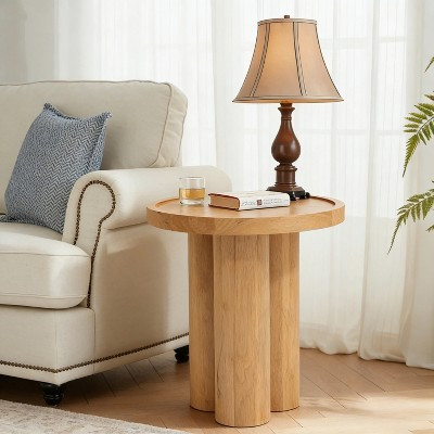 Christopher Knight Home Nolan Modern Wood Round End Table with Pedestal Base, Natural | Target