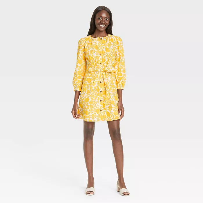 Women's Puff 3/4 Sleeve Shirtdress - Who What Wear™ | Target