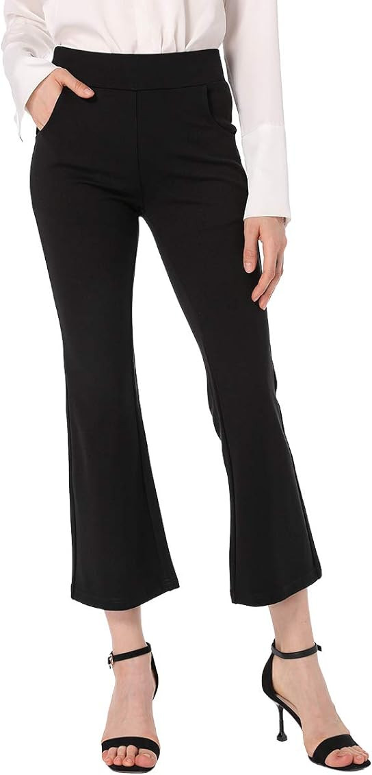Ginasy Dress Pants Women Business Casual Work Trousers High Waisted Stretch Pull Ankle Flare Bell Cr | Amazon (US)
