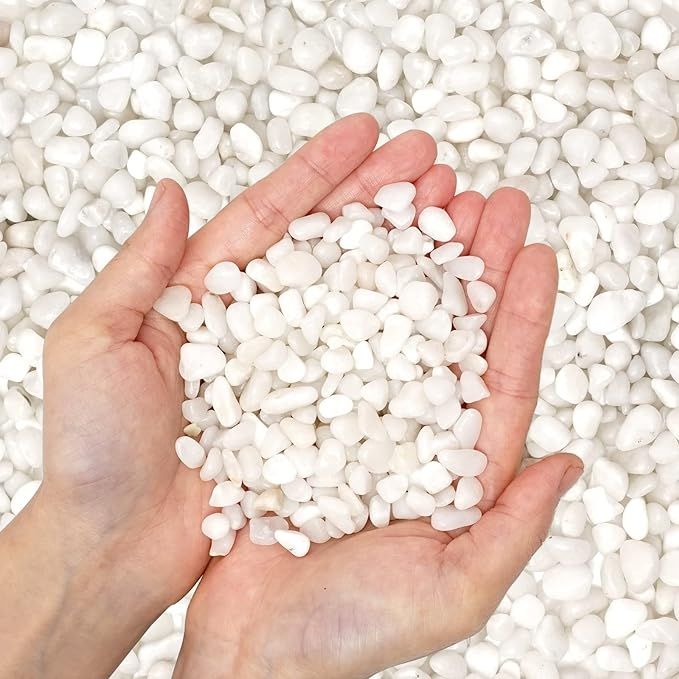 Natural Polished Decorative White Pebbles - Small Stones 3/8" Gravel Size,River Rocks Pebbles for... | Amazon (US)