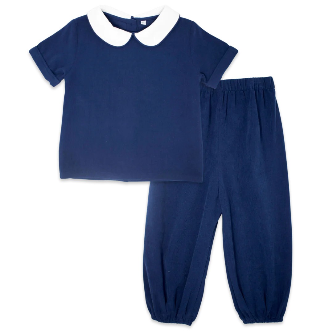 Sibley Gathered Pant Set - Dusty Blue Cord | Set Fashions