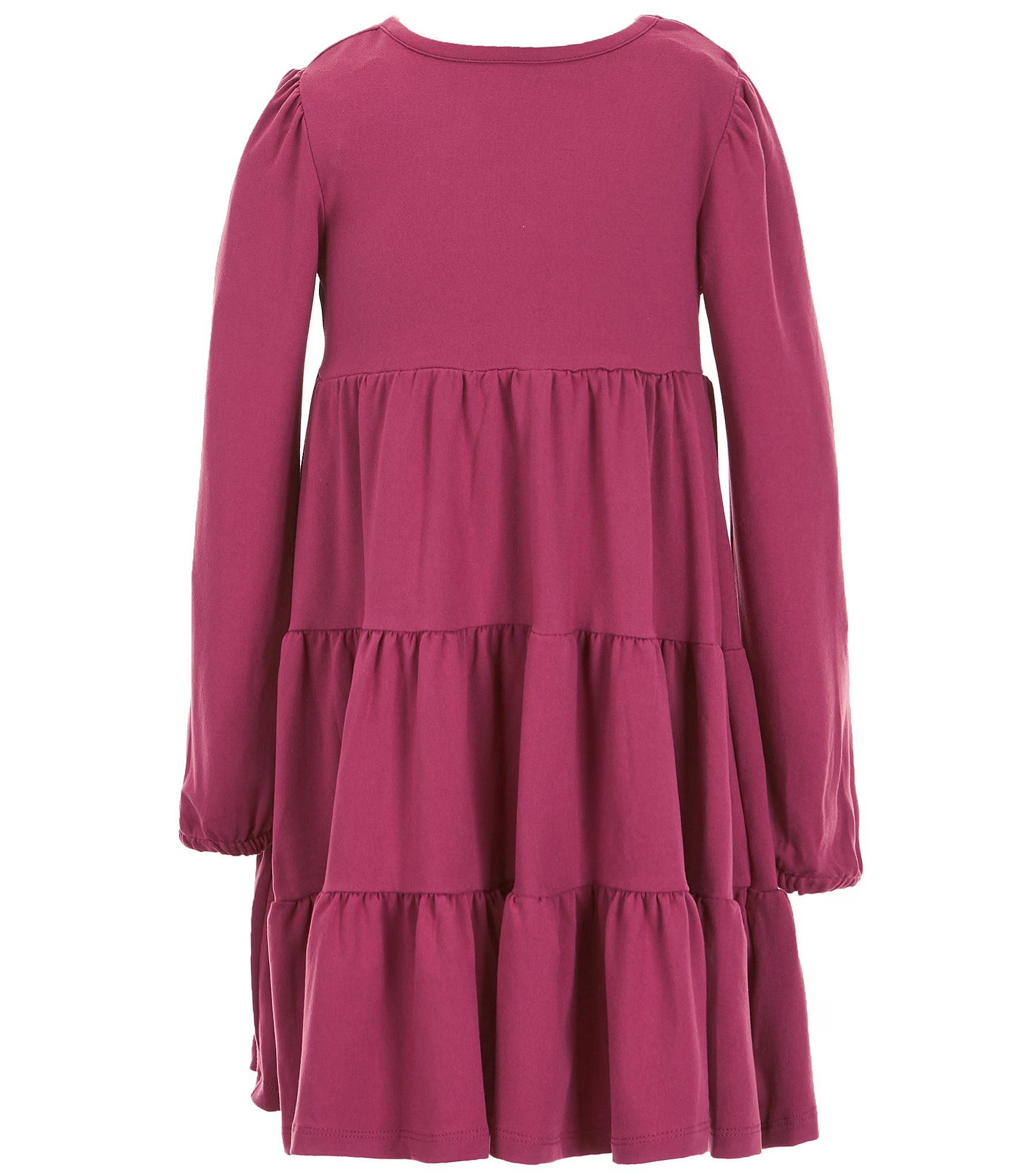 Little Girls 2T-6X Long Sleeve Round Neck Tiered Dress | Dillard's