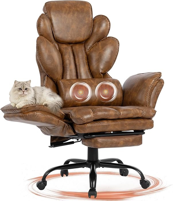 Big and Tall Office Chair, Flip Armrests Criss Cross Office Chair, Reclining Desk Chair with Foot... | Amazon (US)