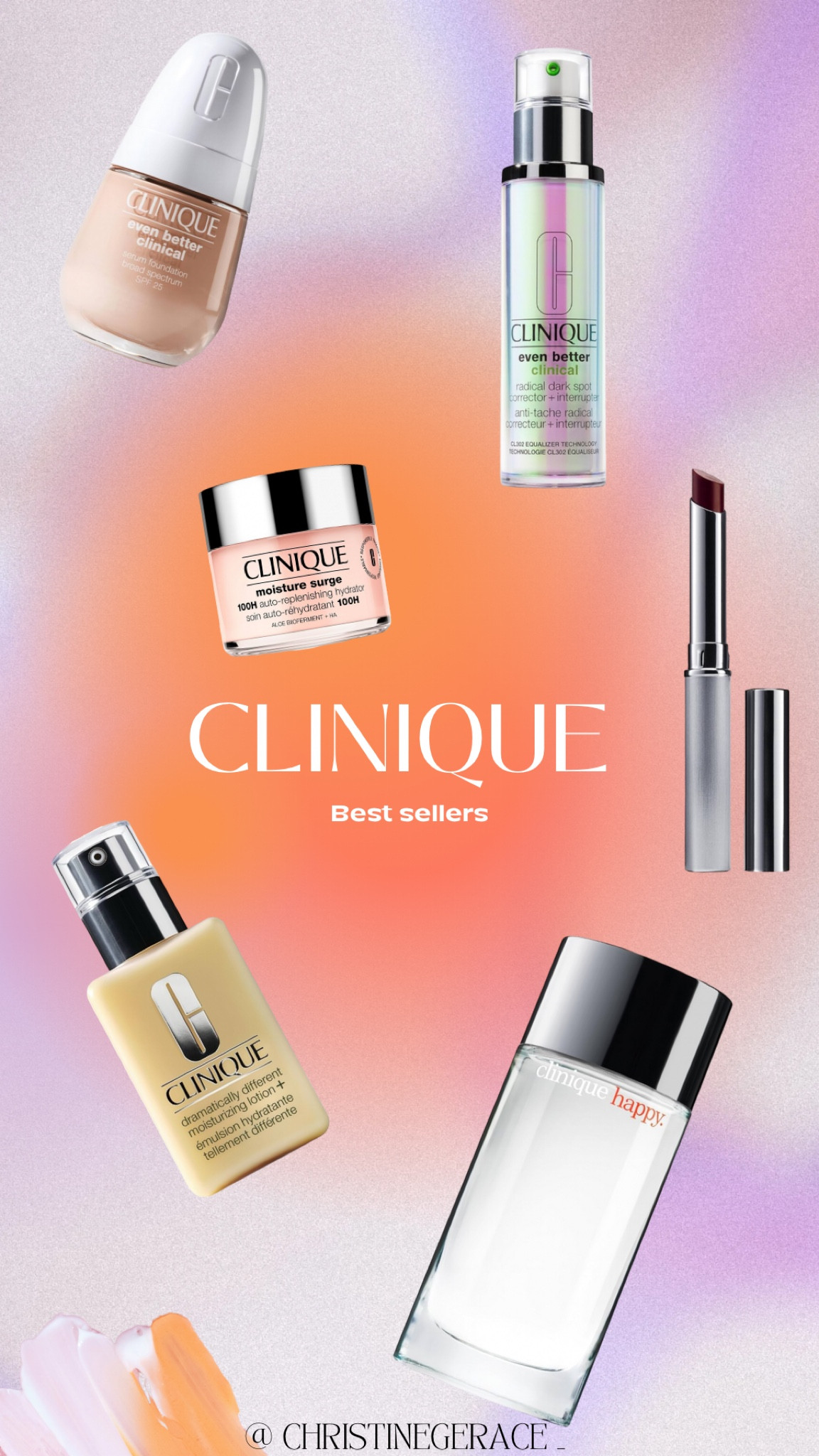 Clinique best sellers‎
- Almost Lipstick in Black Honey
- Happy Eau de Parfum Spray
- Moisture Surge 100H Auto-Replenishing Hydrator
- Dramatically Different Moisturizing Lotion+
- Even Better Clinical Radical Dark Spot Corrector + Interrupter Face Serum
- Even Better Serum Foundation 

#LTKbeauty #LTKsalealert #LTKfindsunder50