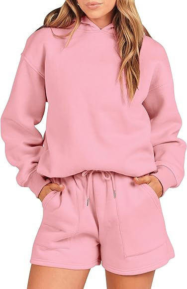 Prinbara Womens Two Piece Outfits Lounge Sets Y2k Hoodie Sweatshirt and Shorts Set Fall Tracksuit... | Amazon (US)