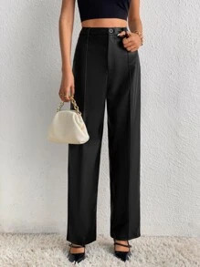 HomeWomen ClothingWomen BottomsWomen PantsSHEIN Tall High Waist Straight Leg Pants | SHEIN