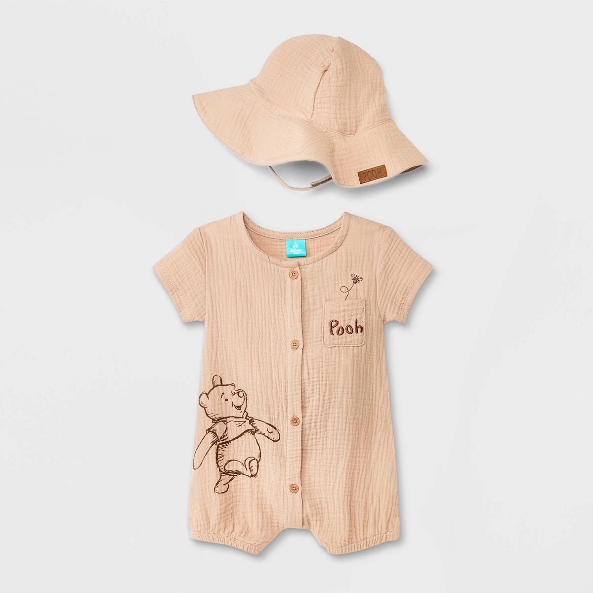 Baby Boys' Disney Winnie the Pooh Romper and Hat Set - Beige | Target