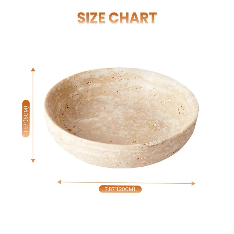 Natural Travertine Decorative Bowl, Modern Organic Stone Centerpiece Bowl, 7.87” Fruit Bowl & K... | Walmart (US)